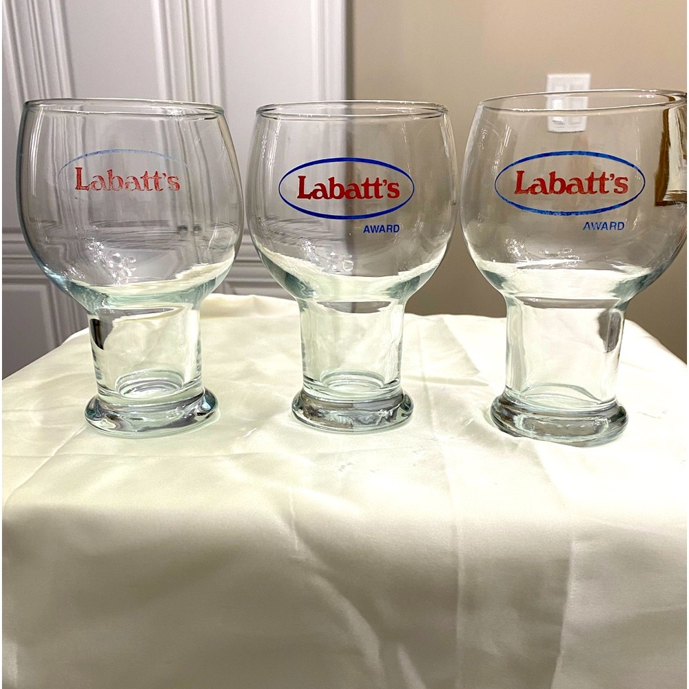 SET OF 3 VTG 1977 LABATT’S CANADA BEER AWARDS GOBLETS